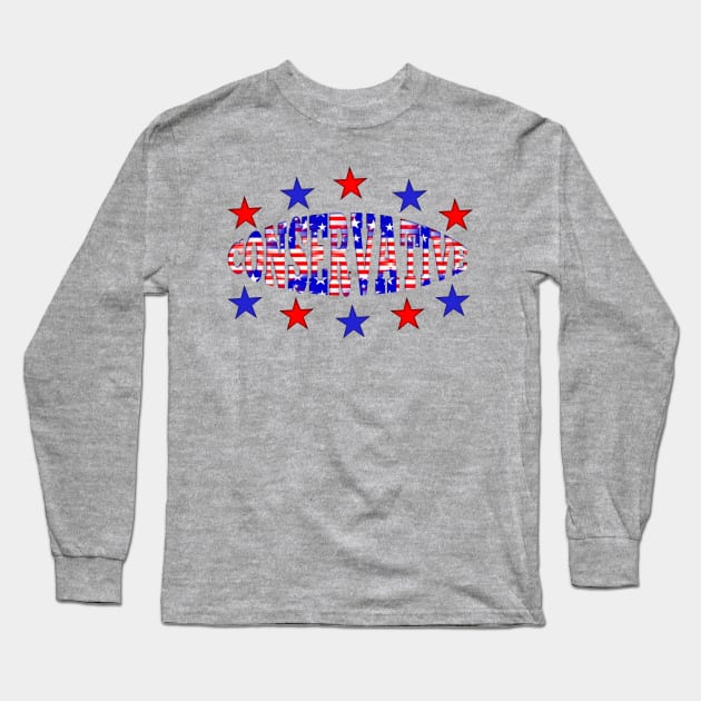 Red White Blue Patriotic Conservative Long Sleeve T-Shirt by Roly Poly Roundabout